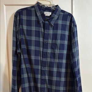 Calvin Klein Men's Blue Plaid Shirt